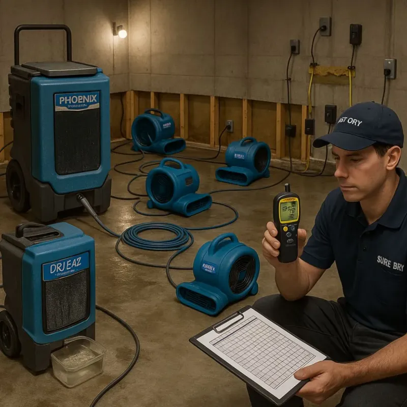 Structural Drying and Dehumidification process in North Hills, CA